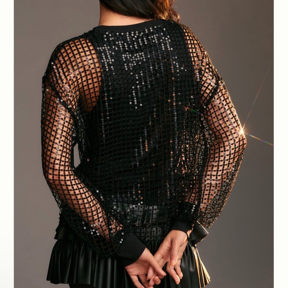 Pilcro guns n’ roses long sleeve shine sequin blouse - Picture 3 of 6